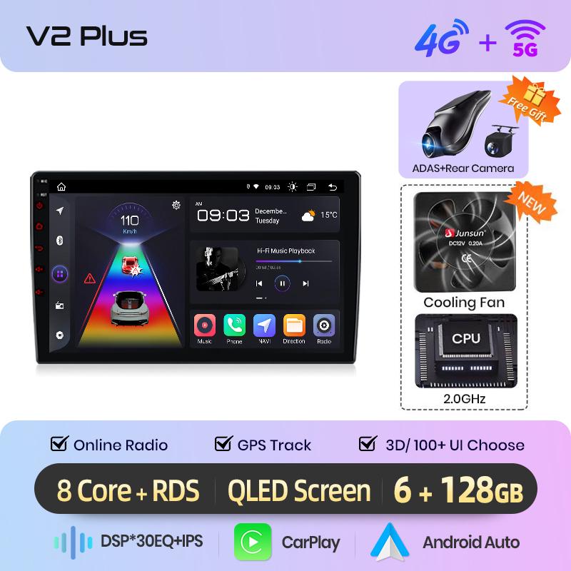 Junsun Wireless CarPlay Android Auto Car Radio for SKODA Octavia 3 A7 2013 - 2018 2 DIN Multimedia Stereo with Built-in Cooling Fan GPS Navigation SWC