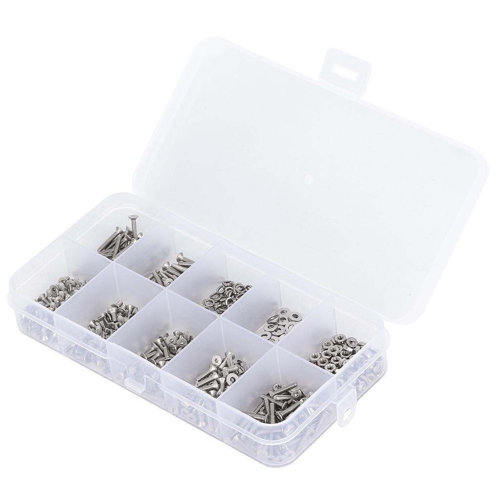 600PCS Stainless Steel Countersunk Hex Socket Bolts Hex Nuts Washers Assortment Set