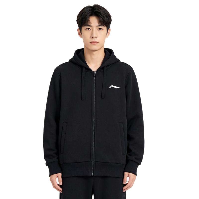 Мужские толстовки Li-Ning Мужские черные с капюшоном (Несъемный) Умеренный Другое