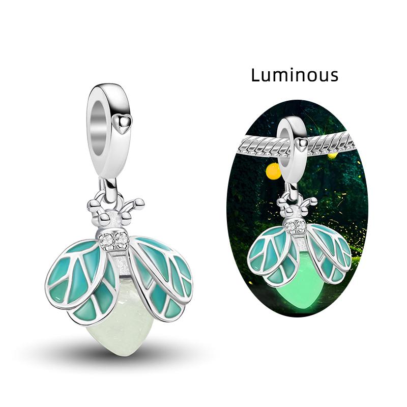 Оригинальные медные шармы-бусины, светящийся люминесцентный кулон в виде пчелы, светлячка, бабочки для браслета, шарма, DIY ювелирных изделий