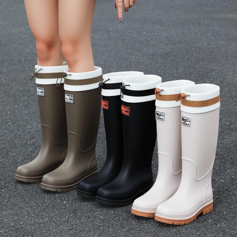 thick-soled wear-resistant rain shoes women's non-slip high-tube rain boots outdoor wading long tube car wash water boots work water shoes