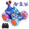 Радиоуправляемая трюковая машина 360° Переворот Игрушка для мальчика RC Машина 4WD Мультяшная Акула со Светом Вращение Внедорожник Дрифт 2.4G Детская Игрушка Подарок