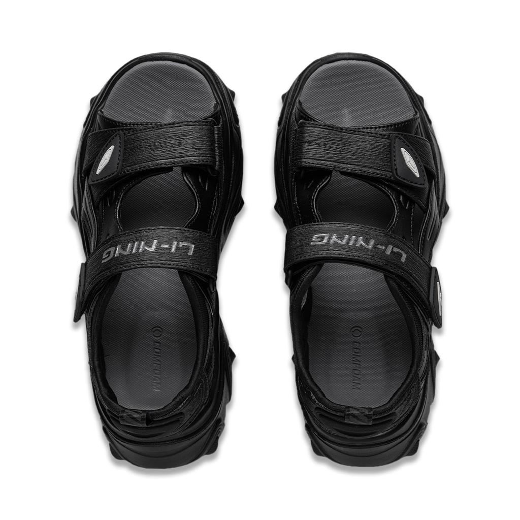 Li-Ning Soft Rebound Shock-Absorbing Wear-Resistant Breathable Thick-Soled Slippers and Sandals Women Footwear Black AGUU002-1