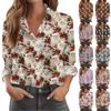 Women's Shirt Blouse Christmas Print Button Long Sleeve Casual Basic Shirt Collar Regular Top