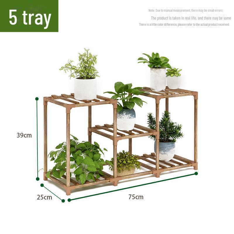 Solid Wood Multi-Layer Indoor Balcony Flower Stand for Bonsai, Succulents & Hanging Plants