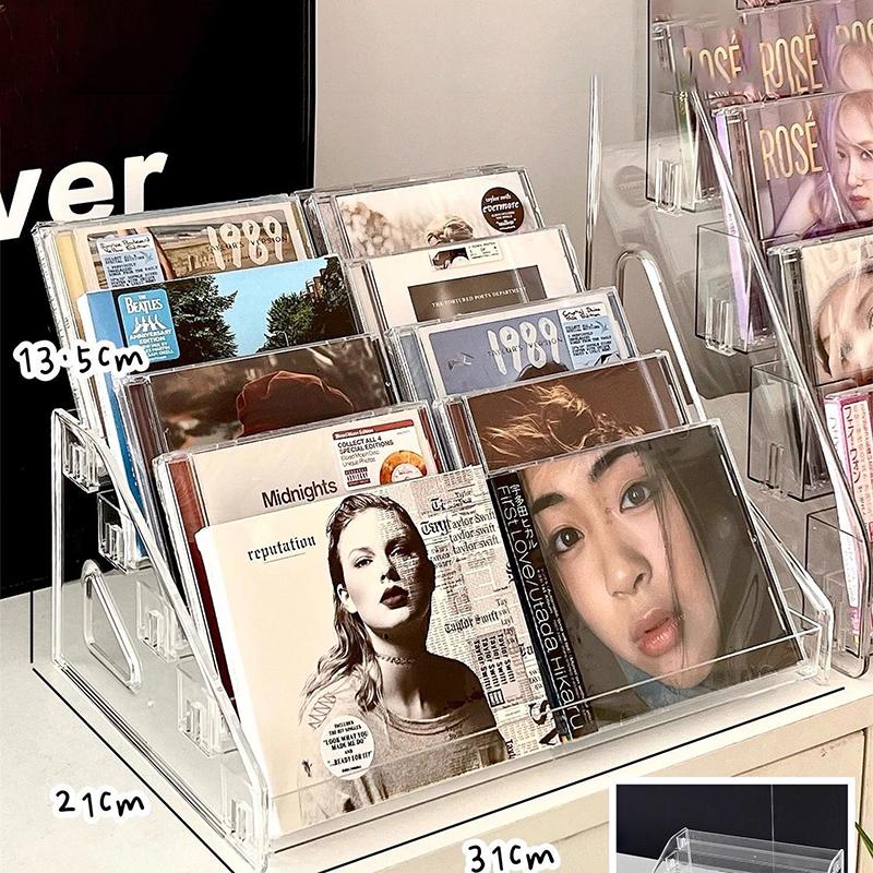 Стеллаж для CD на 5/7 ярусов, Стеллаж для демонстрации альбомов, Прозрачный стеллаж для хранения пластинок и кассет, Многофункциональный настольный стеллаж