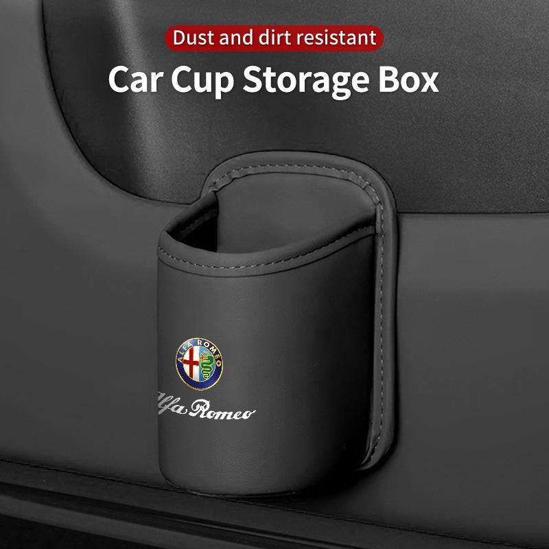 Durable Leather Car Drink Cup Holder Seat Storage Bin Interior Decor For Alfa Romeo 159 Giulia zk2