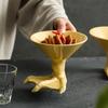 Высокая керамическая миска в форме гусиной лапки, Десертная миска, Миска для димсамов, Тарелка для икры, Специальная посуда для ресторанов со специализацией