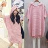 Women's Striped Hooded Batwing Tunic Dress - Loose Fit, Short-Sleeve, Slimming, for Spring/Summer 2023