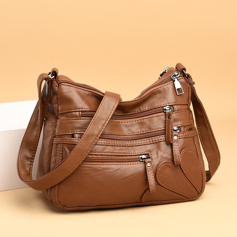 Chinese Women's Bags New Women's Soft Leather Backpacks Large Capacity Shoulder Messenger Bags Middle-aged Mother Bags