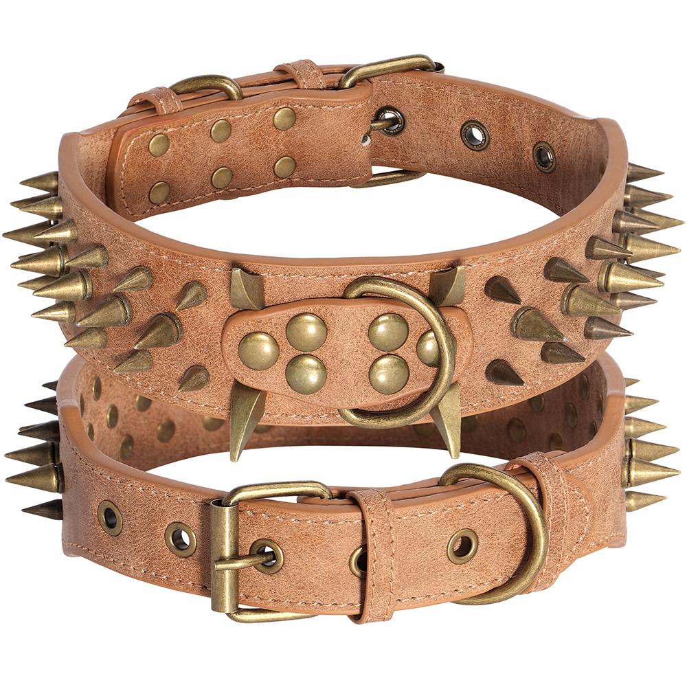 Ошейник для собак Cool Spikes Studded, ширина 2 дюйма, искусственная кожа, ошейники для больших собак, ошейники для питбулей, немецких овчарок, больших собак, товары для животных S XL