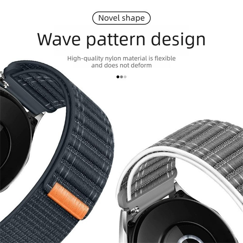 For Huawei Watch GT 6 46mm Nylon Watch Band 22mm Wave Pattern Magic Tape Closure Wrist Strap