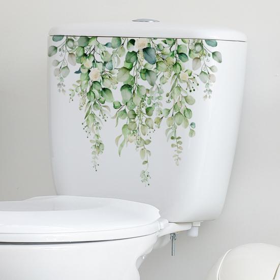 Colors Green Plant Flowers Pattern Self-Adhesive Wall Sticker for Home Bathroom