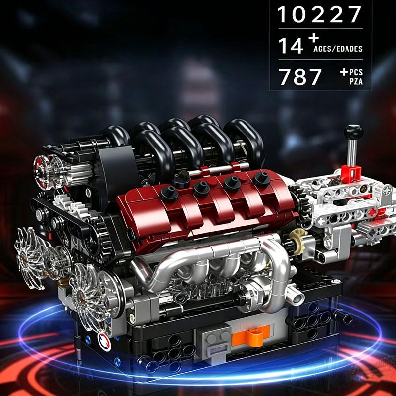 Mould King 10088 535 деталей Технический Электрически Приводимый Двигатель V8 Конструктор Модель Набор Для Взрослых Креативная Сборка Кирпичные Игрушки