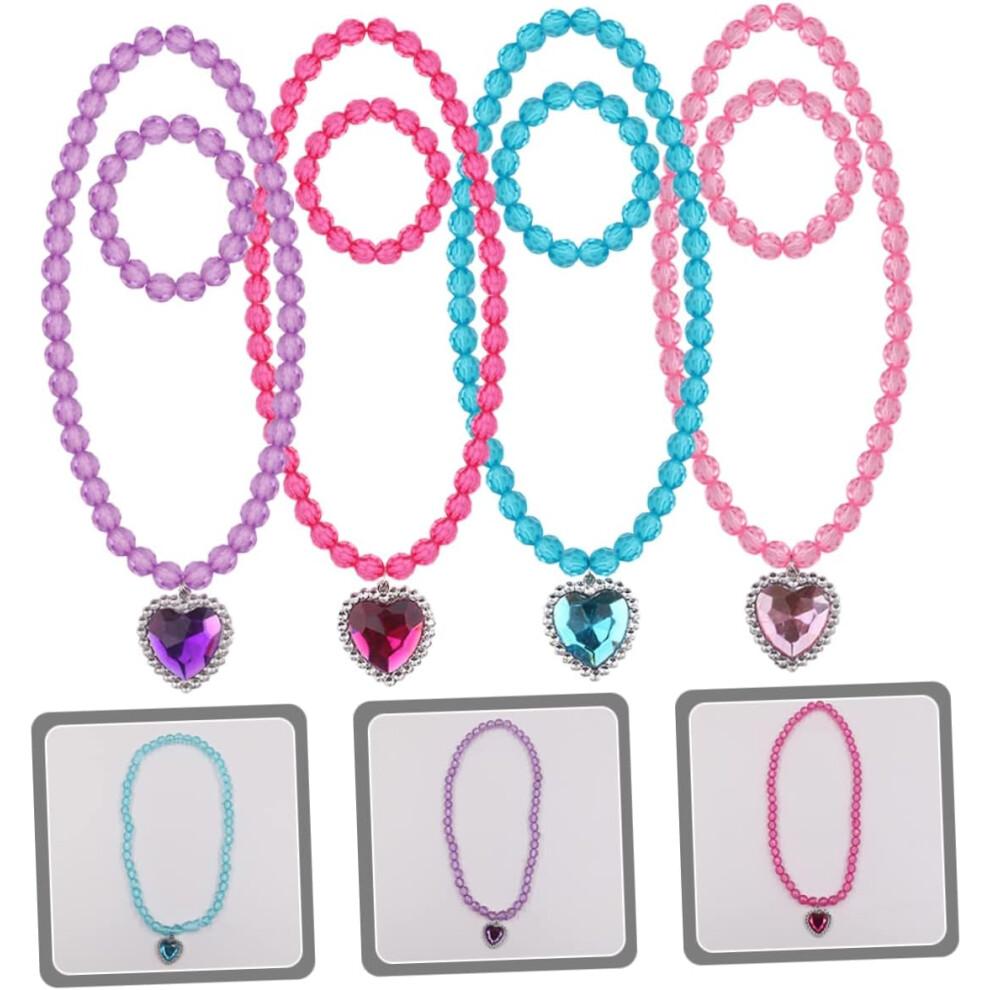 Jewellery Set for Girls Girls Princess Jewelry Dress up Set 4 Pack Necklace and Bracelet for Boys and Girls Parties Necklaces for Girls