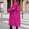 Женское пальто с лацканами, свободный длинный толстый кардиган, стильный однотонный теплый ветрозащитный карман, женские пуговицы с двойными пуговицами и длинным рукавом