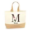 Tote bag / Cabas en jute - PLANETEE - Marthe Lettre Fleur - jute naturel - multicolore - Fabriqué en France