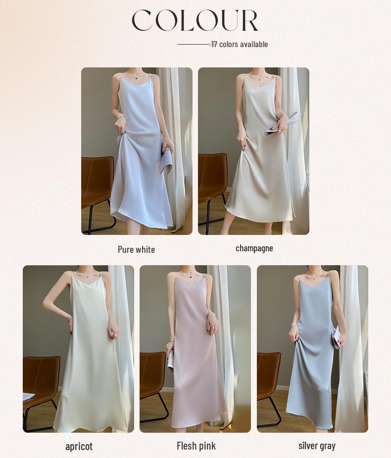 Женское платье-комбинация большого размера с V-образным вырезом из шелковой смеси - Коллекция Весна 2024