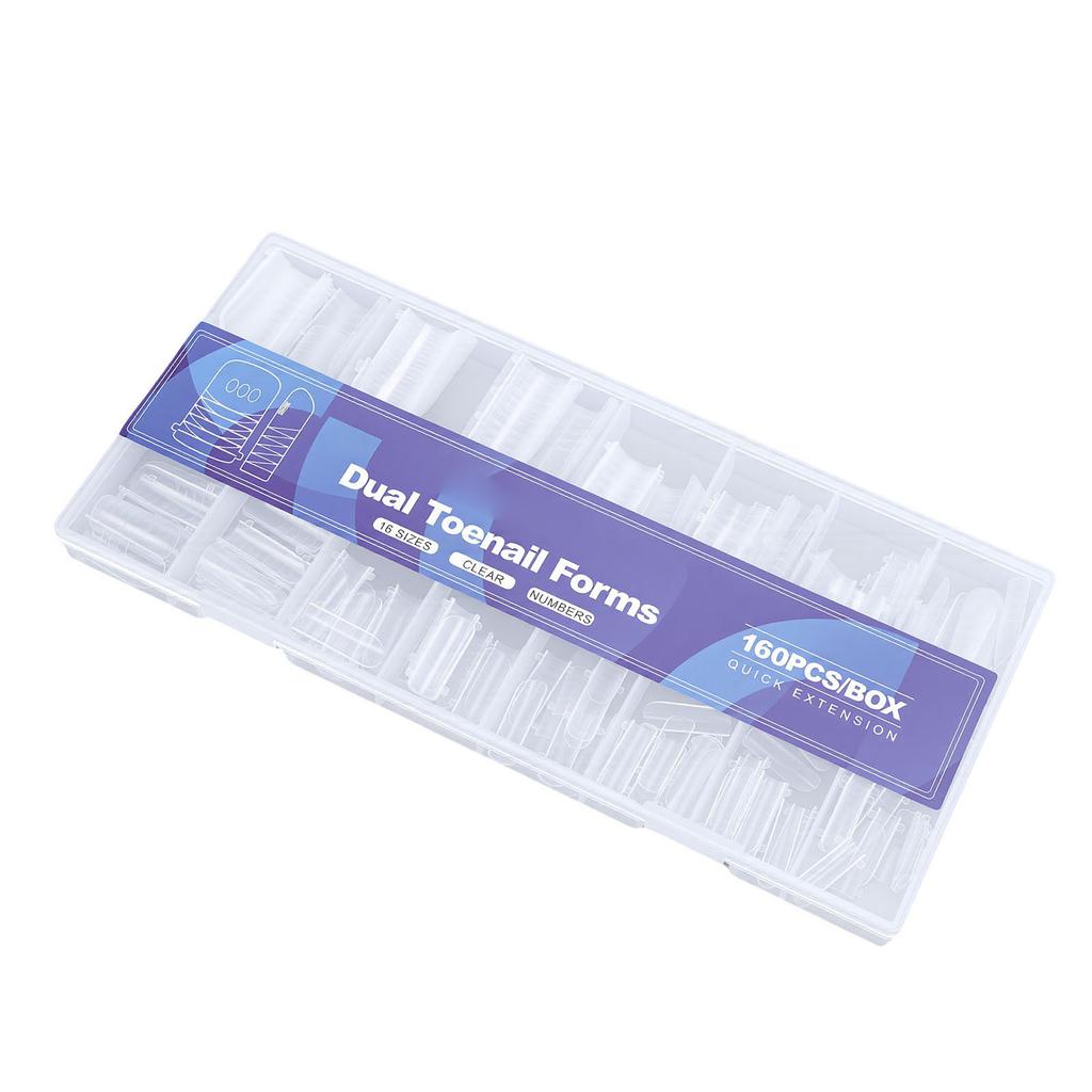 160 Pcs Toenail Forms Clear Toenail Extension Full Cover Tips with Accurate Markings for Manicure   At Home