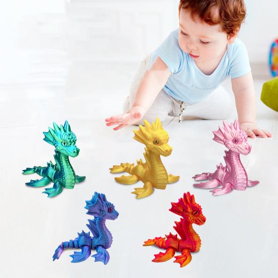 3D Printed Sea Dragon Figurine Movable Joints Dragon Figure Mini Articulated Dragon Model Fidget Toy Desktop Decoration Ornament