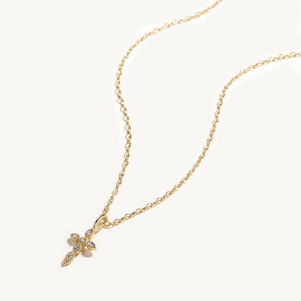 Кулон в форме креста с кубическим цирконием, женская цепочка-колье, ожерелье из стерлингового серебра 925 пробы, золотой цвет, модные вечерние украшения в стиле панк, подарки