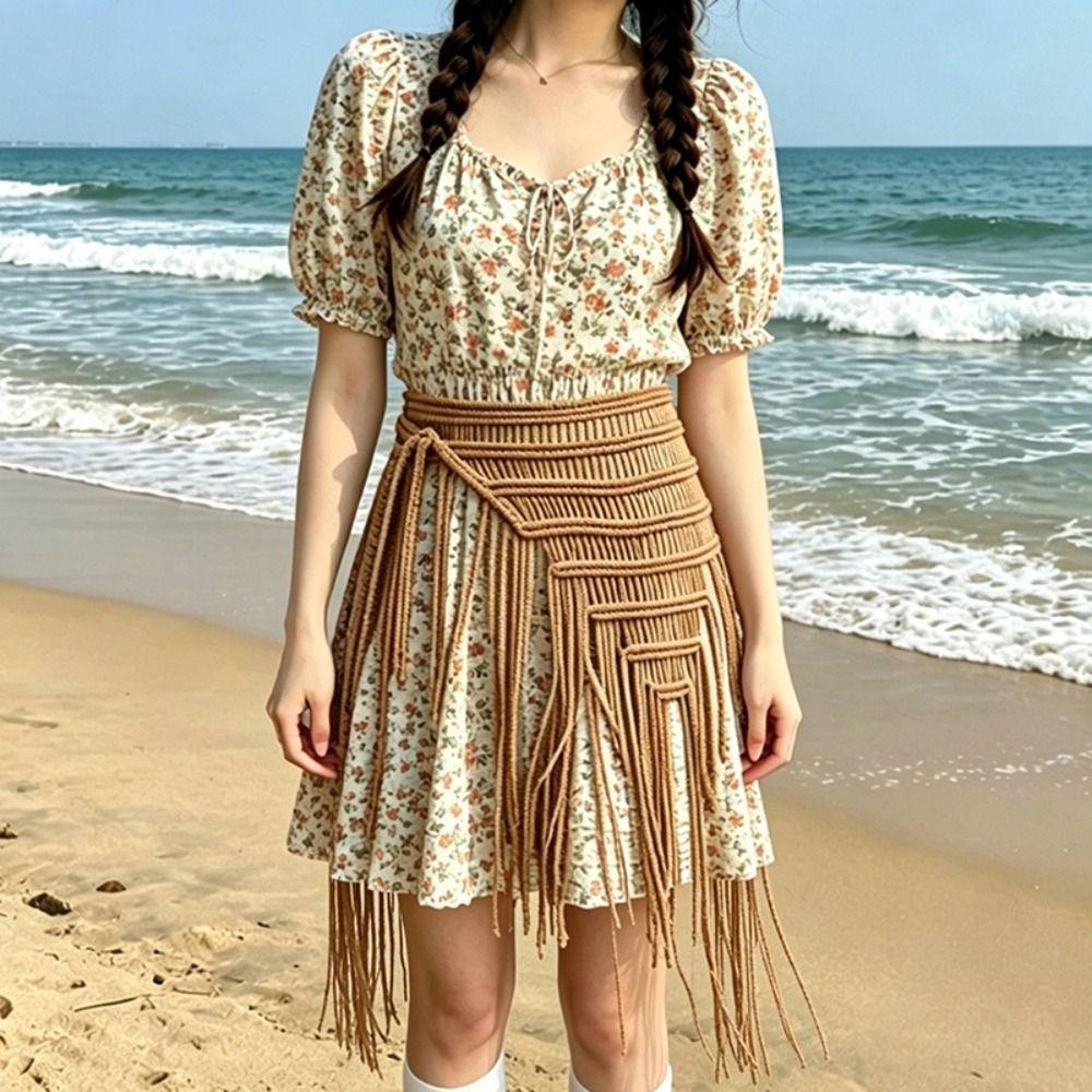 Mesh Material Boho Waist Belt Irregular Design Handwoven Waist Belt Ethnic Waist Belt For Women