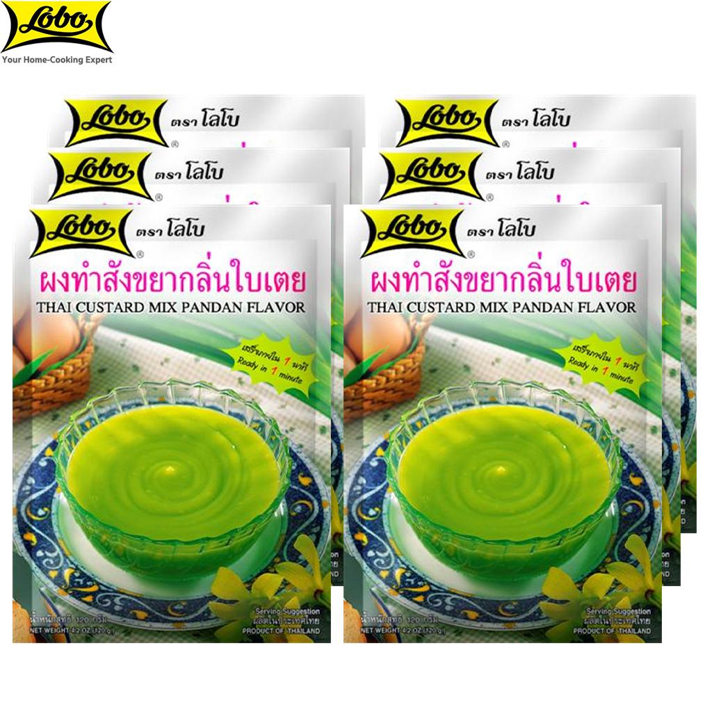Lobo Thai Custard Mix Pandan Flavour, Easy To Prepare. Just Add Boiling Water / No Preservatives Added/ Makes 3-4 Servings, Thai Dessert, 120 G