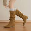 Осенне-зимние женские ботинки Мартин большого размера из коровьей замши, высокие ботинки-чулки на резиновой подошве, новые универсальные кожаные женские ботинки