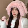 Winter Plush Ear Protection Hat Warm Bucket Hat New Big Rabbit Ears Hat  Women
