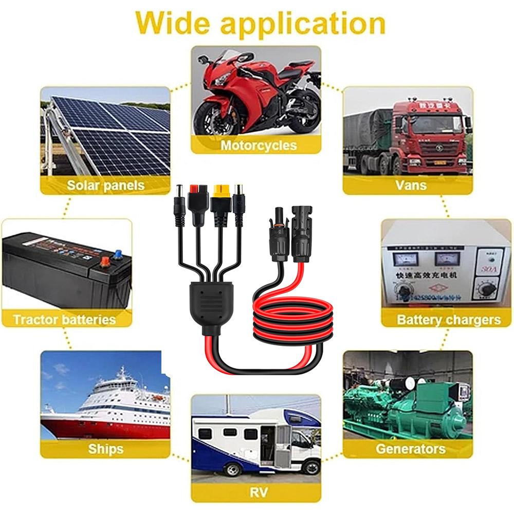5 4 in 1 Solar Connector to XT60/DC5521/7909/8020 Solar Panel Extension Cable Splitter Power Cord Energy Storage Charging Cable