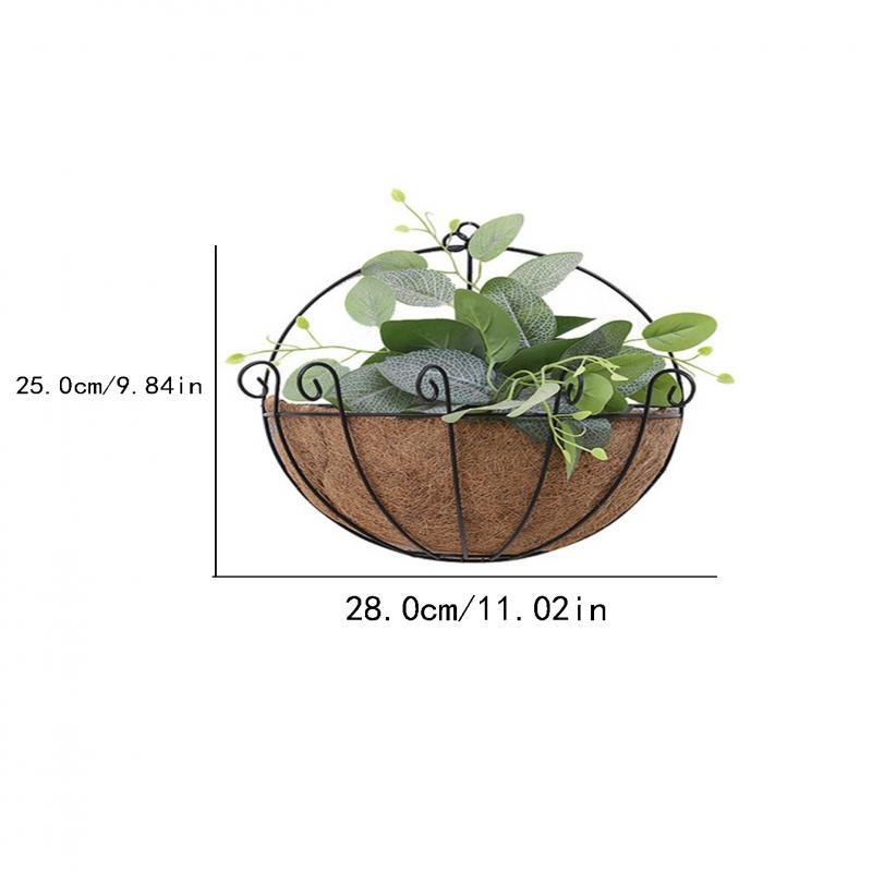 Flowerpot Iron Coconut Garden Hanging Planters Wall Baskets Pot Half Round Plant Holder Case Home Decoration