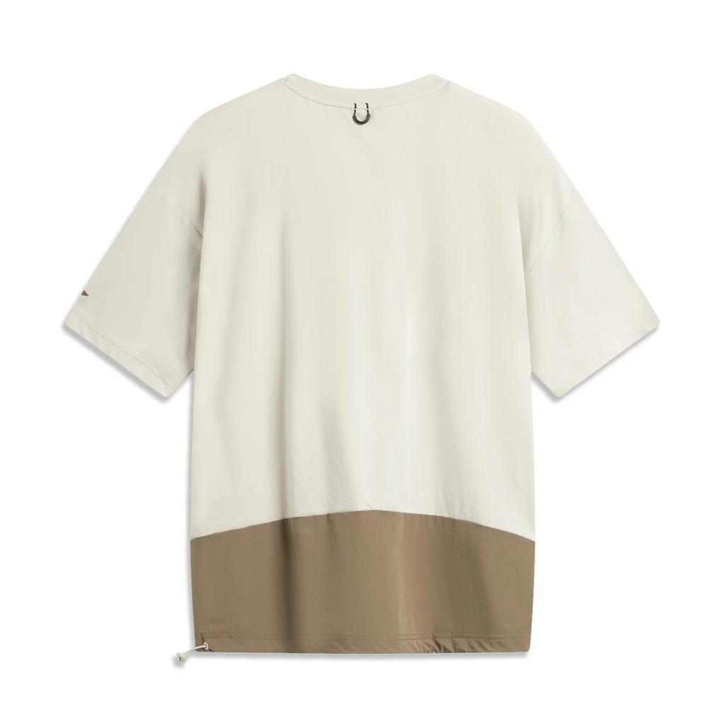 Li Ning CF Сращивание Круглый вырез Дышащая Универсальная Свободная Футболка с коротким рукавом Мужские топы ATSV637-2