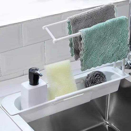 Полка для хранения раковины Вешалка для полотенец Расширяемая Телескопическая конструкция Вентиляция Дренаж Простая установка Многофункциональный