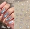 Блестящие наклейки для ногтей «Галактика»: Радужные лазерные звезды, цепочки и серебряные звезды наклейки