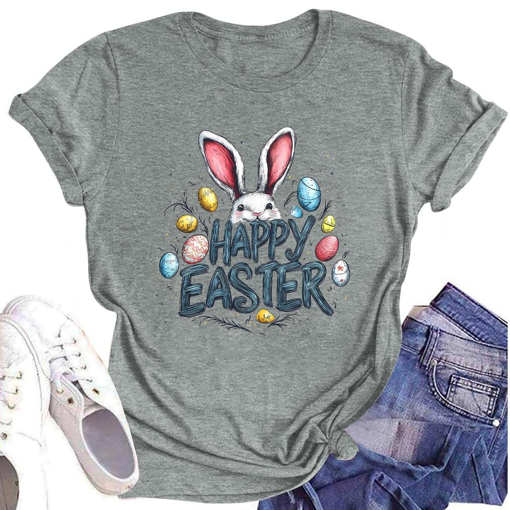 Women's Top Round Neck Casual Printed Short-sleeved T-shirt Top