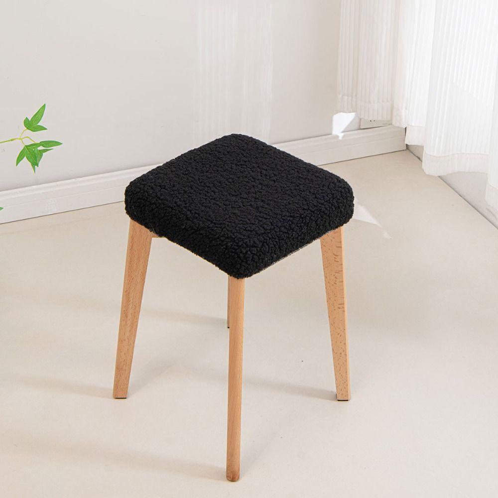 Elastic Square Seat Cover Teddy Fleece Bar Stool Slipcover Square Stool Cover Living Room Seating