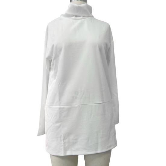 Женская толстовка с полувысоким воротником и разрезом по низу, однотонная плотная одежда больших размеров, длинный рукав, однотонный пуловер, сохраняющий тепло, повседневный топ