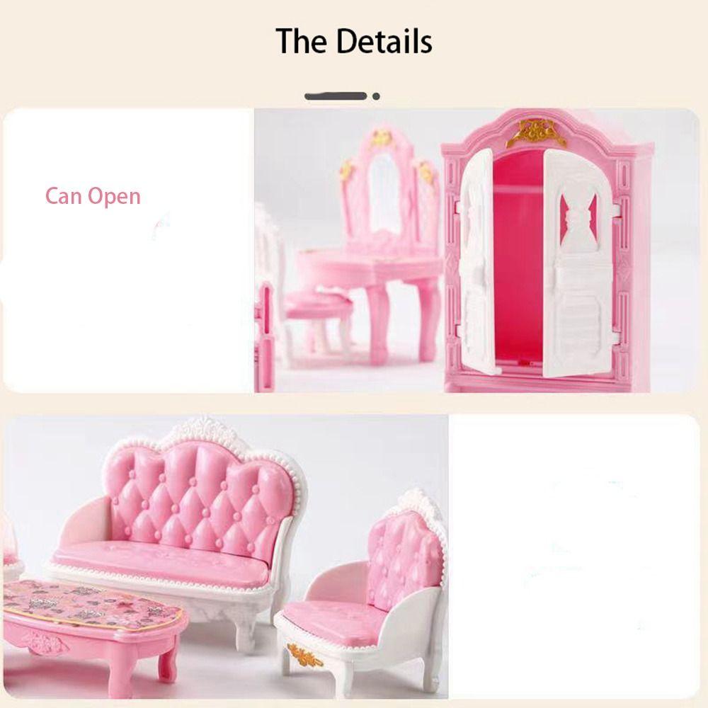 Play Toy Pink Dollhouse Furniture Armchair Couch Set Miniatures Furniture Doll House Accessories