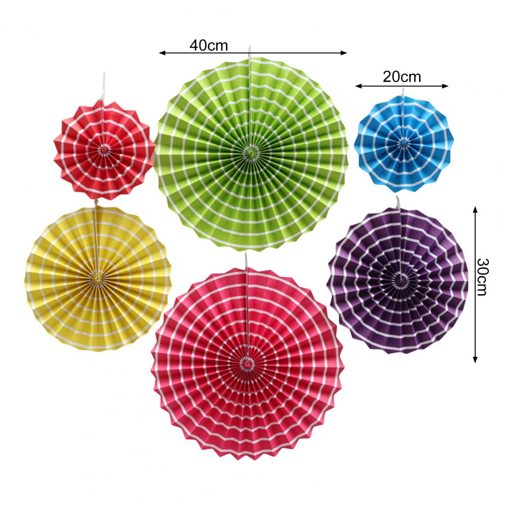 6Pcs Tissue Paper Lantern/Pom Poms Flower/Rosette Fans Paper Fan Wall Decoration Background Ceiling Hanging Ornaments