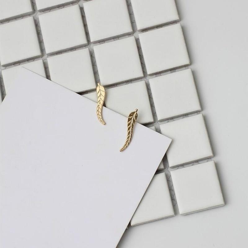 Ювелирные серьги с листьями, золотые перья, женские серьги-гвоздики, аксессуары, подарки