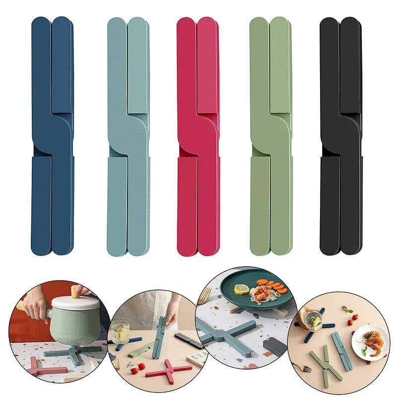 Non-slip Silicone Pad Trivets Collapsible Cross Trivets Pot Holder Table Placemat Dish Plate Coaster Heat-Resistant Pot Holder