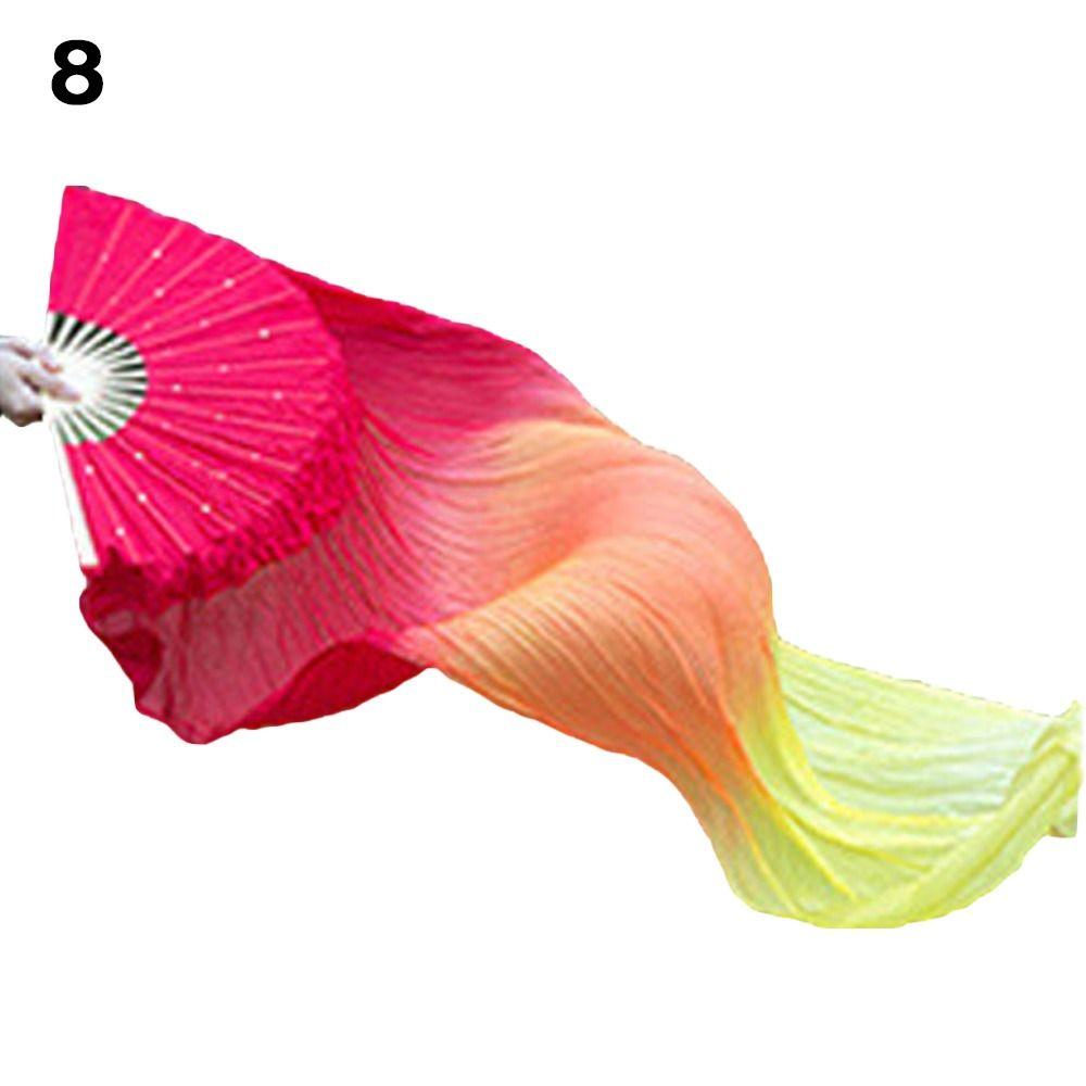 150см Танцевальные Практические Градиентные Цветные Длинные Шелковые Веера Шелковые Веера Танец Живота Веер из Вискозного Шелка