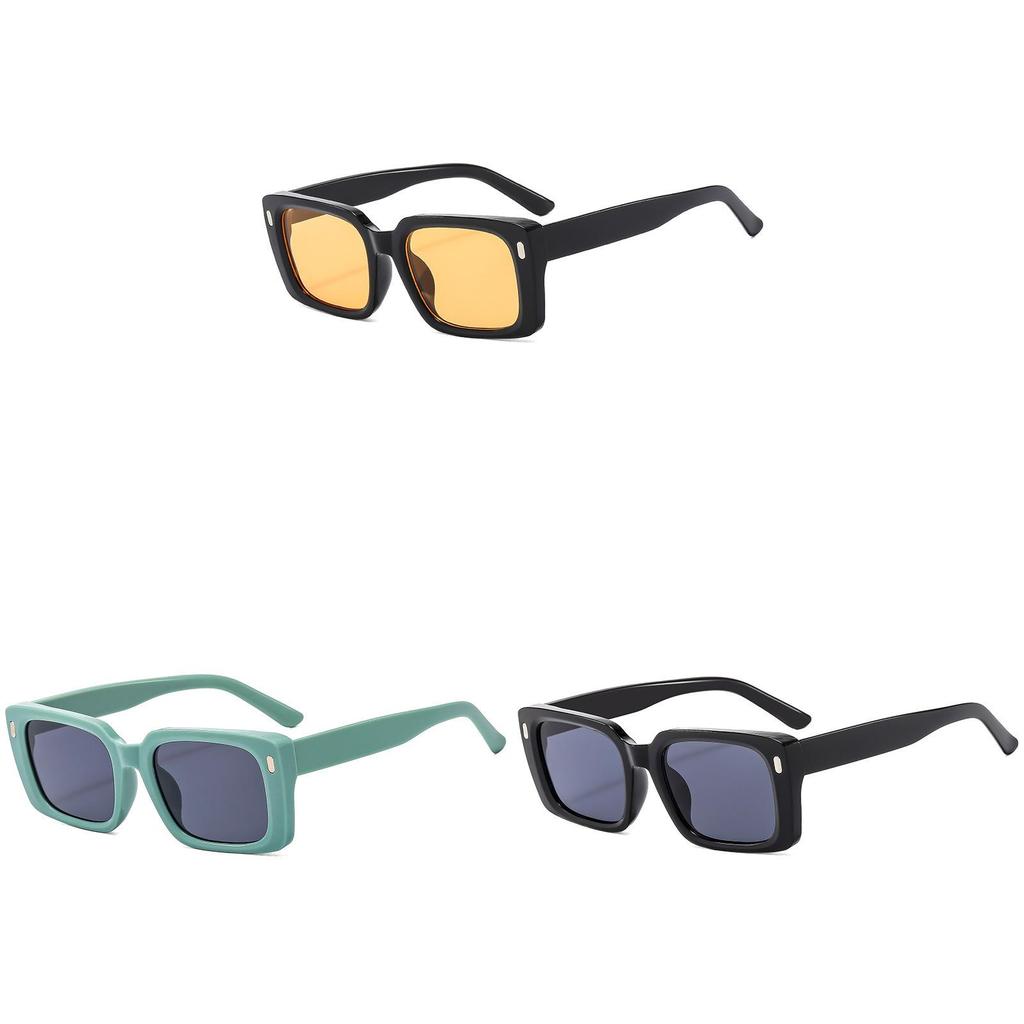Black Frame Geometric Sunglasses With Yellow Lenses Uv400 For Cycling And Party Wear