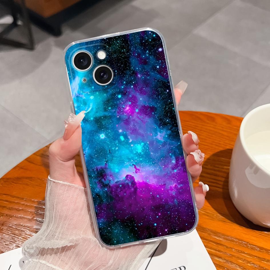 Корпус для Apple iPhone 11 12 13 14 15 5 6 7 8 X XR XS Max чехол для телефона модный звездное небо силиконовый прозрачный противоударный задний чехол для iPhone бампер