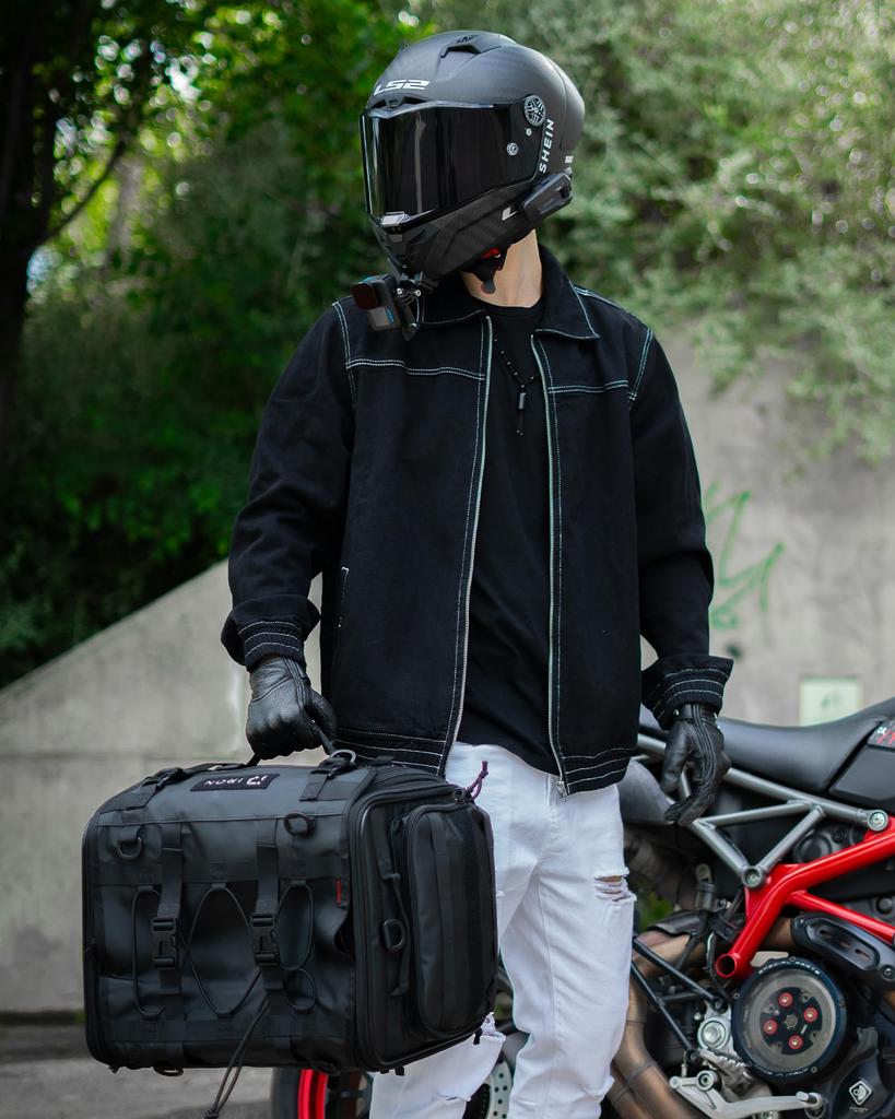 RIDEIRON Motorcycle Seat Expandable Camping Rear Large Waterproof Side Deformation Resistant Bag, 40L-60L, Capacity, & Touring, Bag, Capacity, Cover,