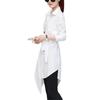 Women Shirt Long Sleeve All Match Loose Commute Mild-length Dressing Up Polyester Irregular Tied Belts Lady Shirt Female Clothing