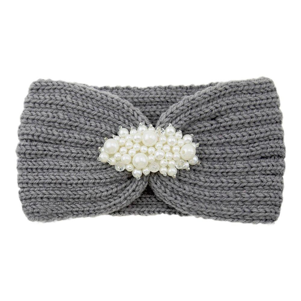 Жемчужный подогреватель ушей Вязание крючком Вязание спицами Тюрбан Повязка на голову Широкая повязка на волосы Вязаные повязки на голову