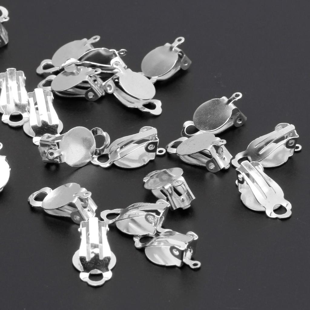 50Pcs Flat Tray Earring Clip Round Flat Tray Earring Clip for Jewelry Making