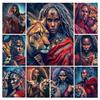 Алмазная картина Новые поступления Африканская женщина Тигр Diy Полный квадратный круглый дрель Вышивка стразами Черная девушка Животное Мозаика Наборы для вышивки крестом AA4524