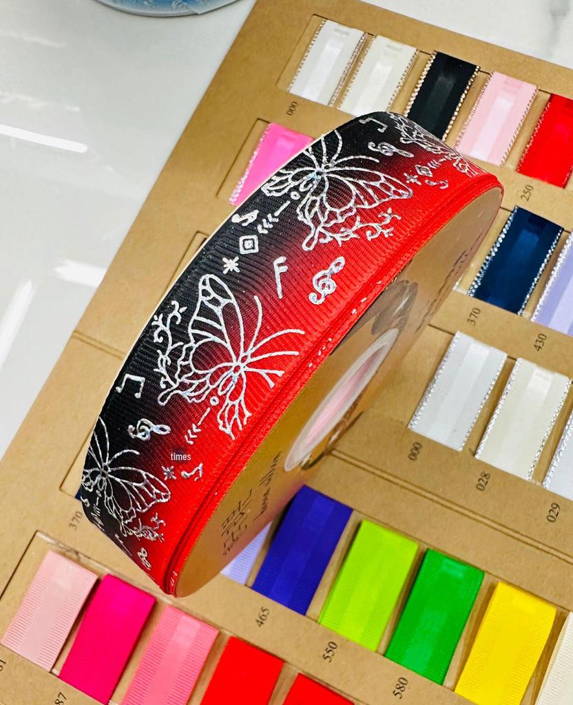 Лента с бабочками серебряного цвета с лазерной печатью 2,5 см для самостоятельного украшения праздников